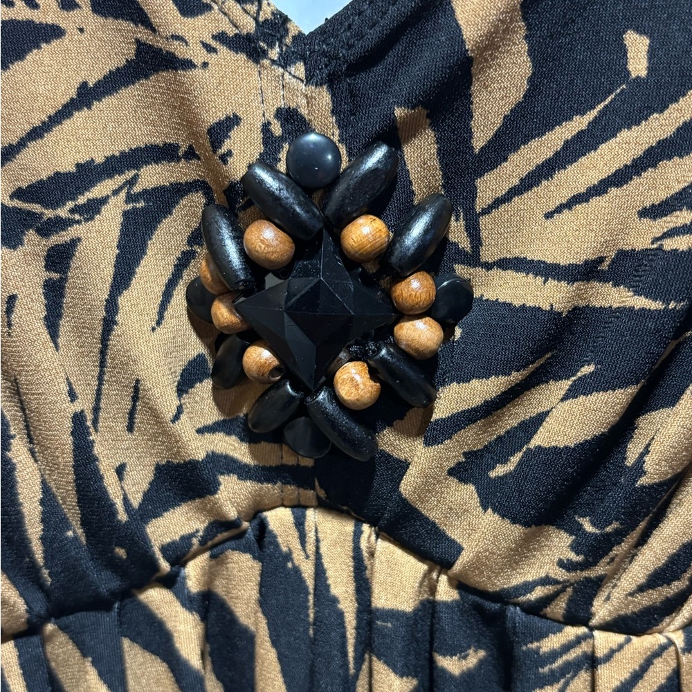Ruby Rd. Tropical Black and‎ Tan Maxi Dress Women's Size Small - Picture 3 of 5